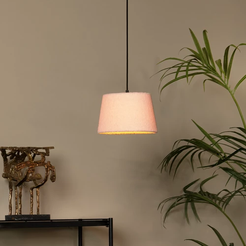 Lucide WOOLLY - Lámpara colgante - Ø 28 cm - 1xE27 - Rosa - ambiente 1